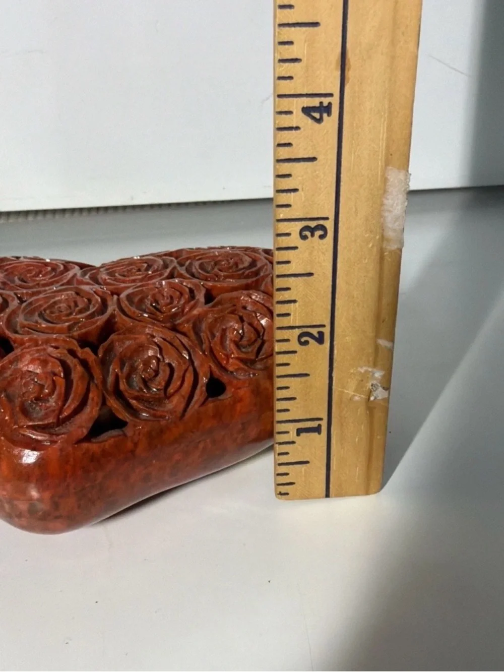 Hand Carved Soapstone Heart Trinket Box Roses India Jewelry Keepsake box